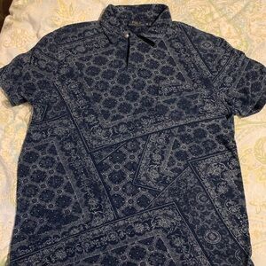 Polo Ralph Lauren Bandana Shirt Mens M Indigo Calico Bandana Polo